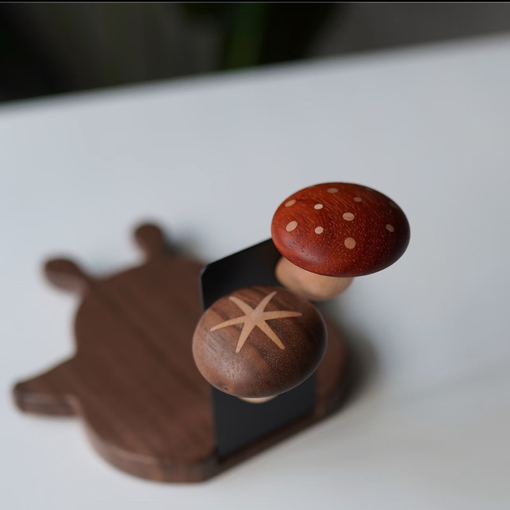 Wooden Red and brown mashroom magnets Decoration(2 magnets)